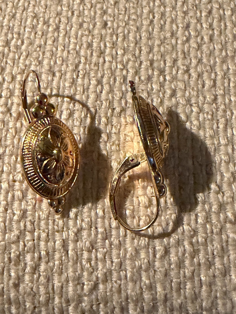 Victorian Revival style 14 karat yellow gold drop earrings -NEW - Picture 10 of 12